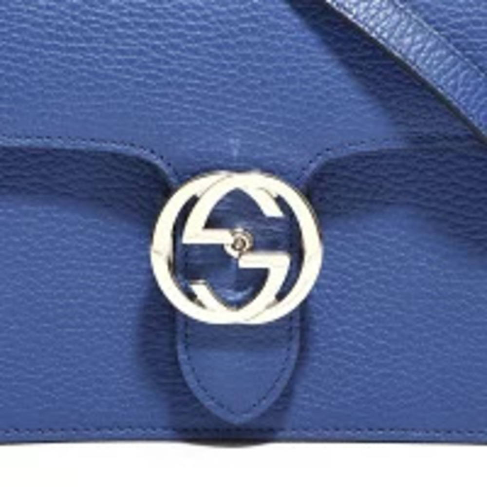 Gucci Interlocking GG Shoulder Bag Leather Blue - Picture 8 of 13